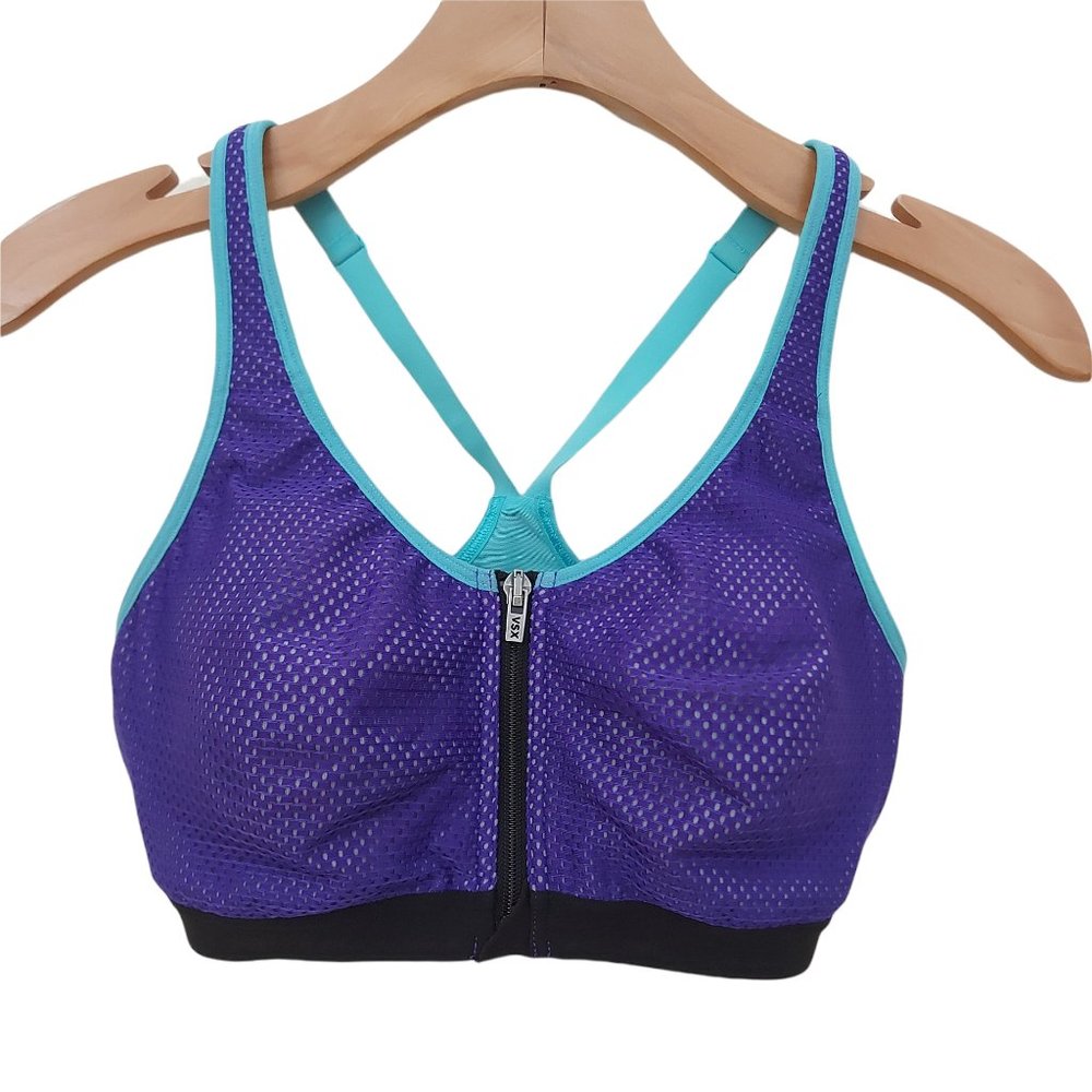 Victoria's Secret Sports Bra Size 32C Purple Green
